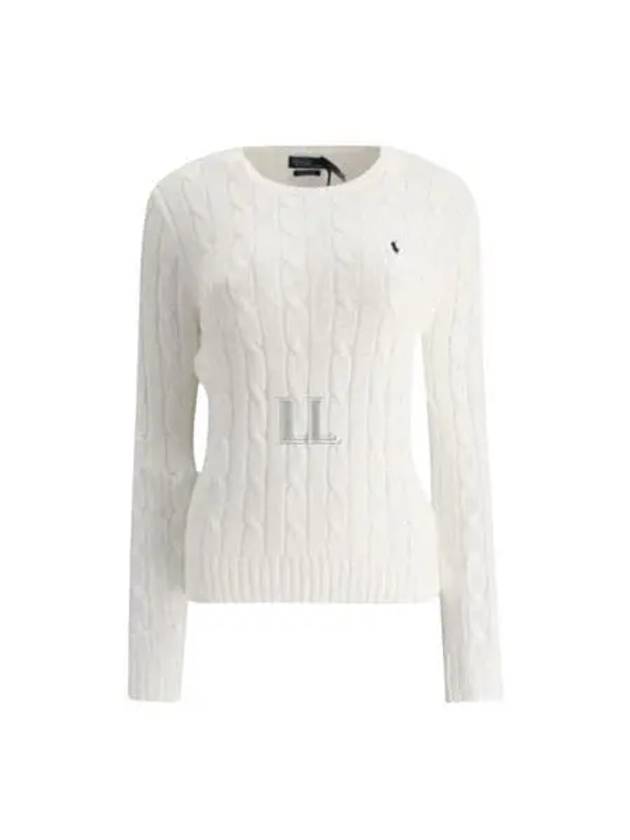 Embroidered Logo Pony Cable Knit Top White - POLO RALPH LAUREN - BALAAN 2