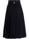 Super 120S Twill Below Knee Pleated Skirt Navy - THOM BROWNE - BALAAN 3