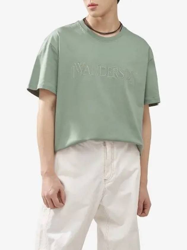 Embroidered Logo Cotton Short Sleeve T-Shirt Green - JW ANDERSON - BALAAN 2