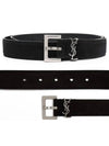 Logo Suede Belt Black - SAINT LAURENT - BALAAN 2