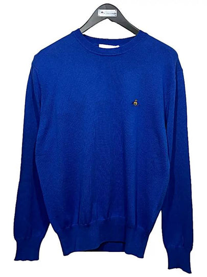 ORB Embroidered Crew Neck Knit Top Blue - VIVIENNE WESTWOOD - BALAAN 2