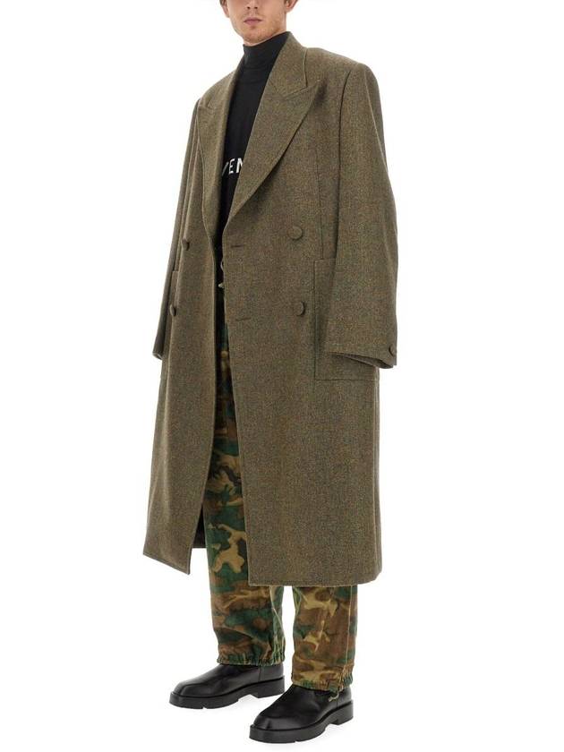 Oversized Wool Double Coat Khaki - GIVENCHY - BALAAN 3