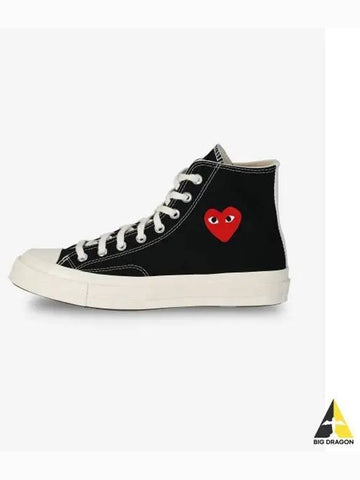 COMME DES GARCONS PLAY Small Red Heart High Top Sneakers Black AZK1290011 - COMME DES GARCONS PLAY - BALAAN 1