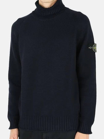 Logo Wappen Patch Cotton Turtleneck Navy - STONE ISLAND - BALAAN 2