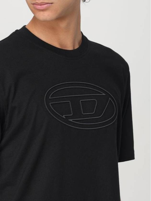 Embossed Oval D Short Sleeve T-Shirt Black - DIESEL - BALAAN 4