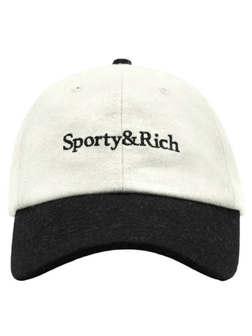 Serif Logo Wool Ball Cap Off White Black - SPORTY & RICH - BALAAN 1