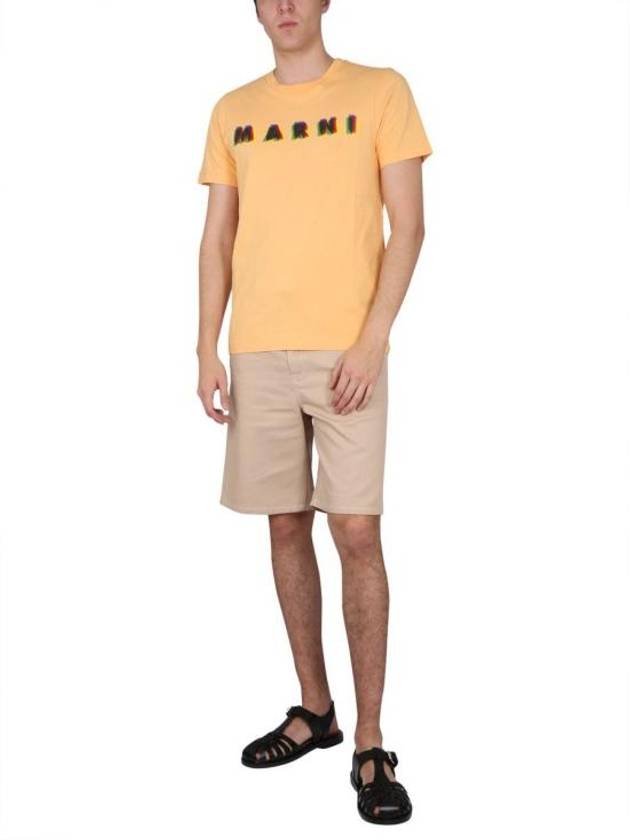 Logo Patch Cotton Cargo Shorts Beige - MARNI - BALAAN 3