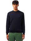 Crew Neck Merino Wool Knit Top Navy - LACOSTE - BALAAN 3