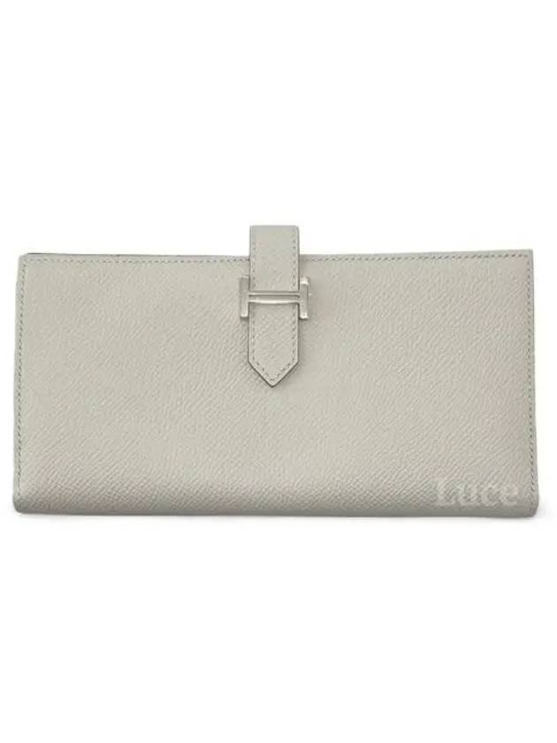 Bean leather long wallet ivory silver cabinet - HERMES - BALAAN 1