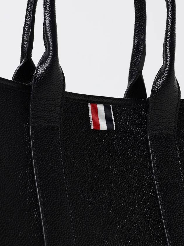 Three Stripe Tab Stripe Leather Tote Bag Black - THOM BROWNE - BALAAN 5