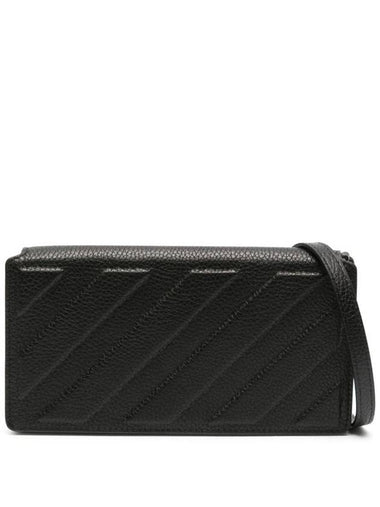 3D Diag Leather Cross Bag Black - OFF WHITE - BALAAN 1