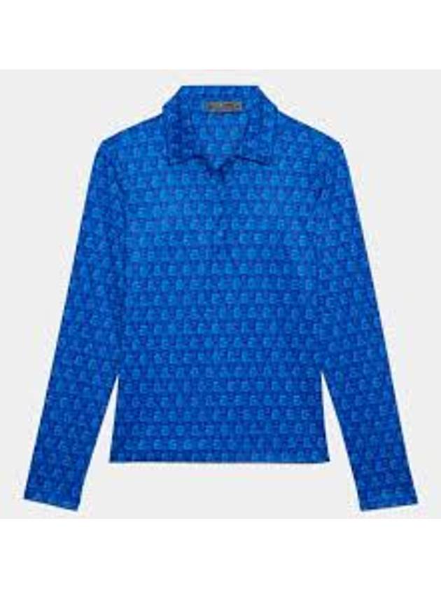 Women's Golf All Over Print Long Sleeve Polo Shirt Blue - G/FORE - BALAAN 2