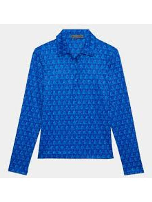 Women's Golf All Over Print Long Sleeve Polo Shirt Blue - G/FORE - BALAAN 2