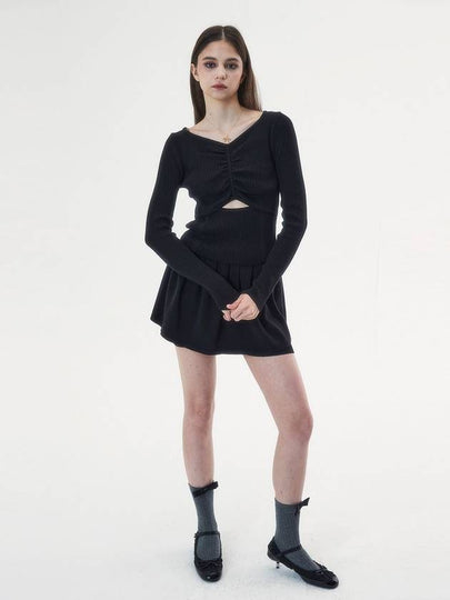 Cashmere Cut Out Ballerina Sweater Black - MSKN2ND - BALAAN 2