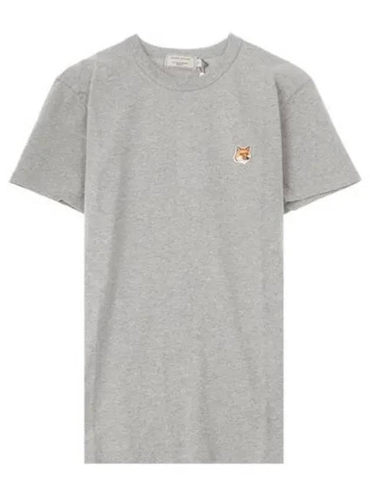 04506 AM00103KJ0008 GRM Fox Patch Round Short Sleeve T Shirt Melange Gray Men s TR 271233 - MAISON KITSUNE - BALAAN 1