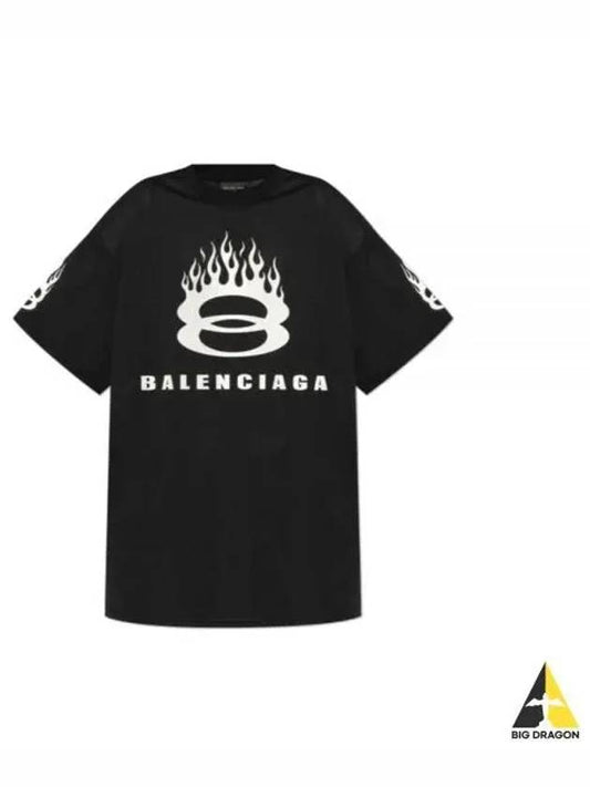 Logo print crew neck short sleeve t shirt black - BALENCIAGA - BALAAN 2