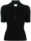 Logo Polo Short Sleeve Knit Top Black - COURREGES - BALAAN 2