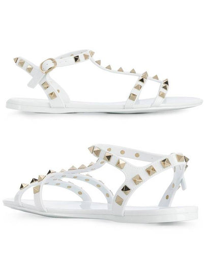 Rockstud Strap Sandals White - VALENTINO - BALAAN 2