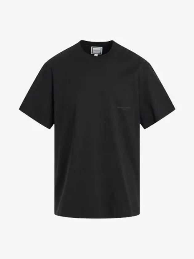 Leather Patch Short Sleeve T Shirt Black Men s W241TS02716B - WOOYOUNGMI - BALAAN 1