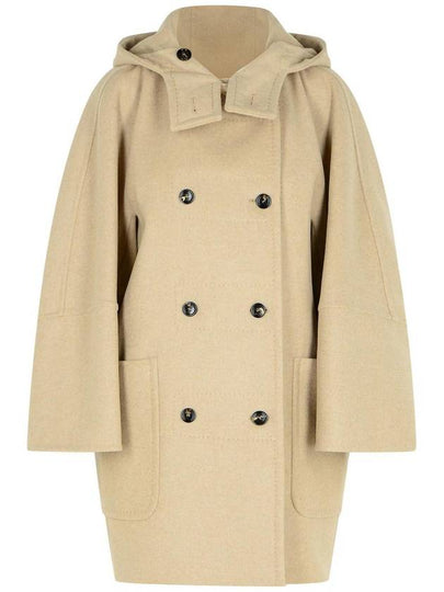 Women s Arturo Hooded Button Up Coat Jacket Beige - MAX MARA - BALAAN 2