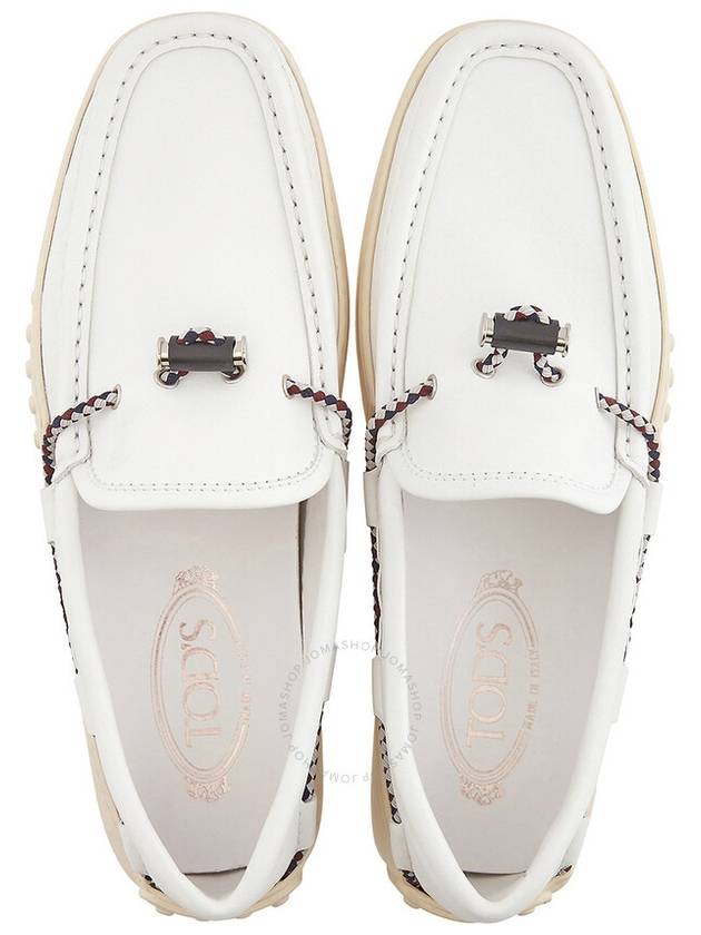 Tods Men's White Leather Gommino Loafers Brand Size 5 US Size 6 - TOD'S - BALAAN 3