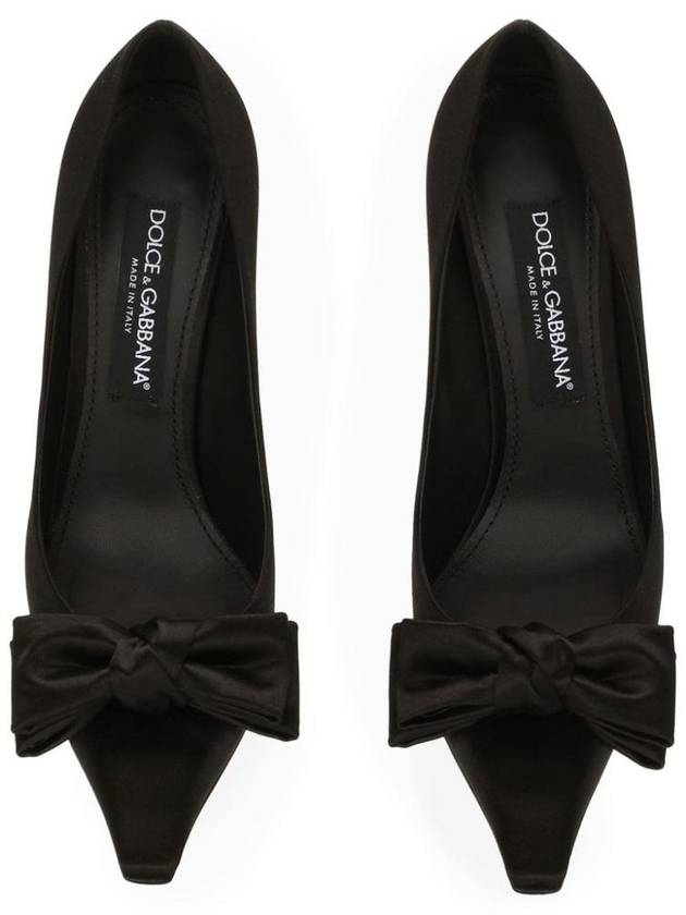 Women s Bow Detail Satin Pumps Heel Black - DOLCE&GABBANA - BALAAN 5