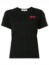 Red Double Heart Wappen Short Sleeve T-Shirt Black - COMME DES GARCONS - BALAAN 1