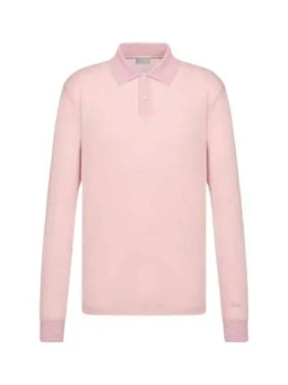 Men's Lightweight Cotton Blend Jersey Polo Shirt Pink - DIOR - BALAAN 2