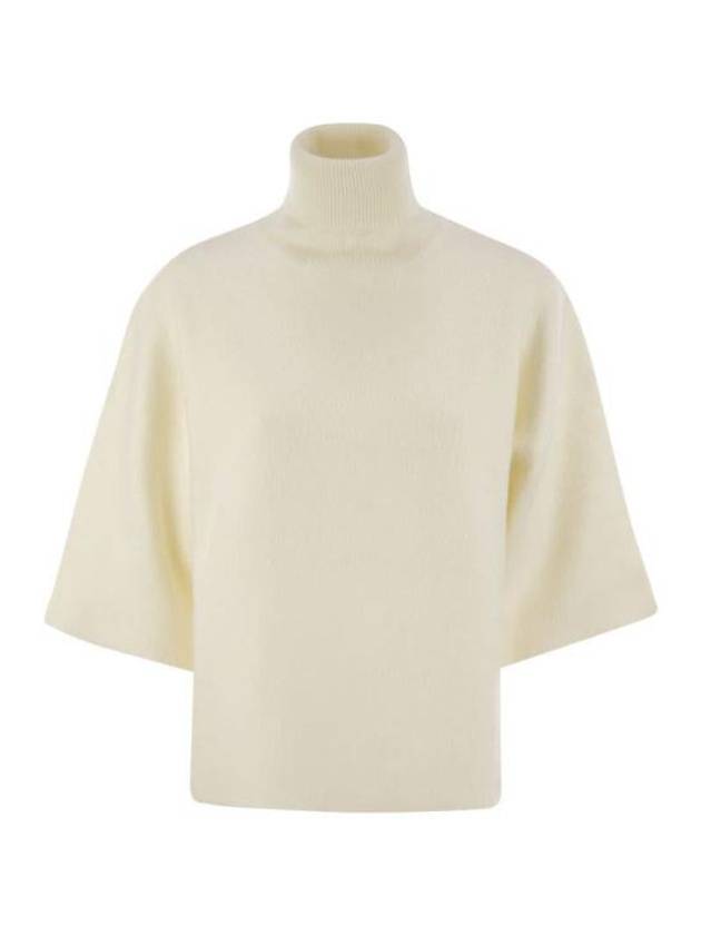 High Neck Wool Blend Knit Top White - FABIANA FILIPPI - BALAAN 1