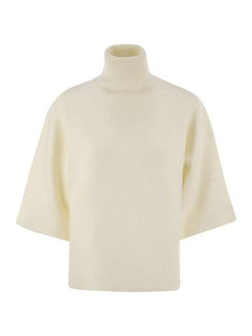 High Neck Wool Blend Knit Top White - FABIANA FILIPPI - BALAAN 1