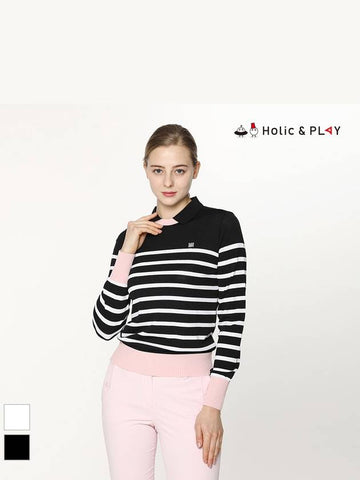 Casual STRIPE Collar SweaterHE1WSW001 - HOLIC&PLAY - BALAAN 1