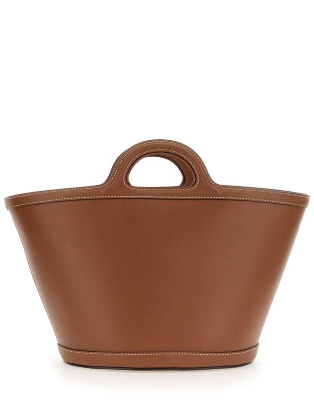 Tropicalia Small Leather Tote Bag Brown - MARNI - BALAAN 3