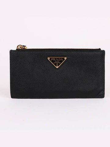 Saffiano triangle logo zipper card wallet 1MC079 - PRADA - BALAAN 1