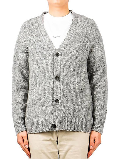 V-neck Wool Cardigan Melange Grey - ACNE STUDIOS - BALAAN 2