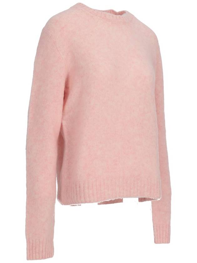 Shetland wool crewneck knit top alabaster pink - PRADA - BALAAN 4