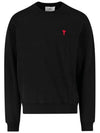 Heart Logo Merino Wool Cardigan Black - AMI - BALAAN 2