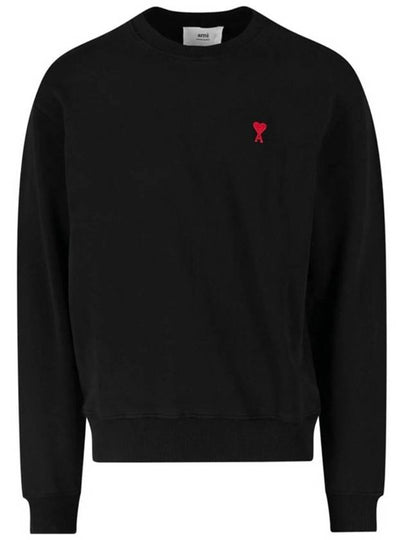 Red Heart Logo Merino Wool Cardigan Black - AMI - BALAAN 2