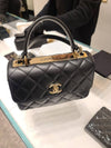 Gold Plated CC Top Handle Flap Small Tote Bag Black - CHANEL - BALAAN 3