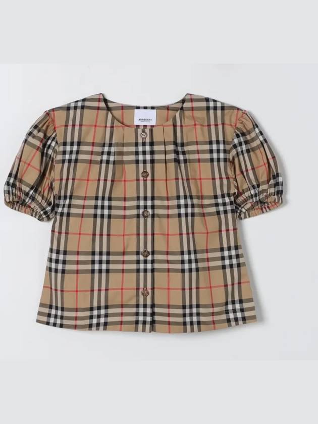 Kids Vintage Check Short Sleeve Blouse Beige - BURBERRY - BALAAN 2