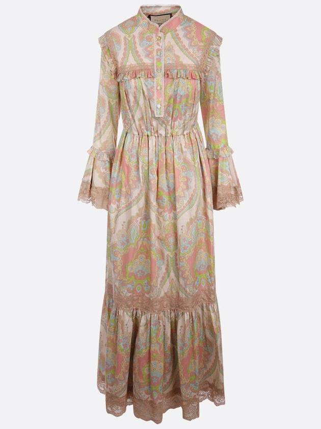 Women's Floral Print Cotton Muslin Long Dress - GUCCI - BALAAN 2