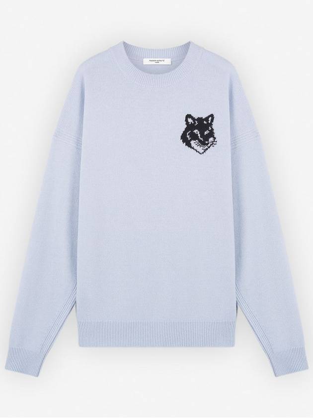 Intarsia Fox Head Comfort Knit Top Sky Blue - MAISON KITSUNE - BALAAN 2