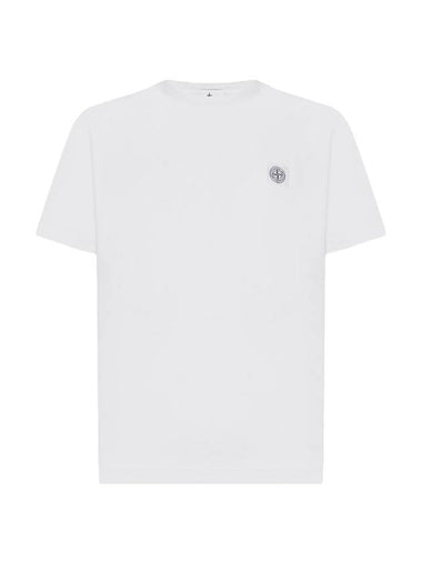 Pisato Effect Logo Patch Short Sleeve T-Shirt White - STONE ISLAND - BALAAN 1