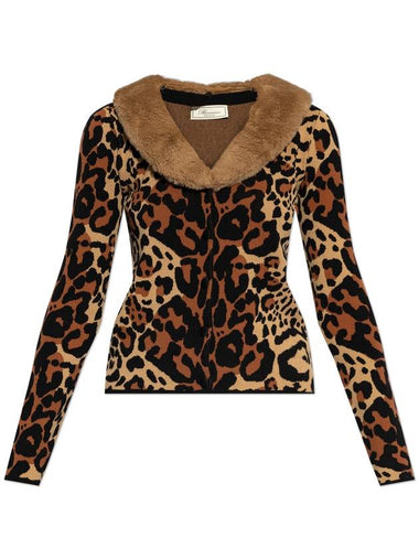 Blumarine Cardigan With Animal Motif, Women's, Brown - BLUMARINE - BALAAN 1