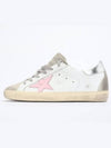 Women's Superstar Silver Heel Tab Pink Star Low Top Sneakers White - GOLDEN GOOSE - BALAAN 3