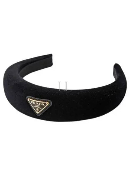 Re-Nylon Triangle Logo Band Hair Accessories Black - PRADA - BALAAN 2