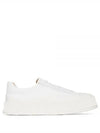 Logo Round Toe Calfskin Leather Low Top Sneakers Porcelain - JIL SANDER - BALAAN 2