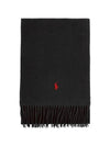 Embroidered pony logo wool muffler black - POLO RALPH LAUREN - BALAAN 3