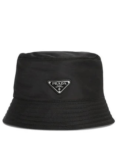 Triangle Logo Re-nylon Bucket Hat Black - PRADA - BALAAN 2