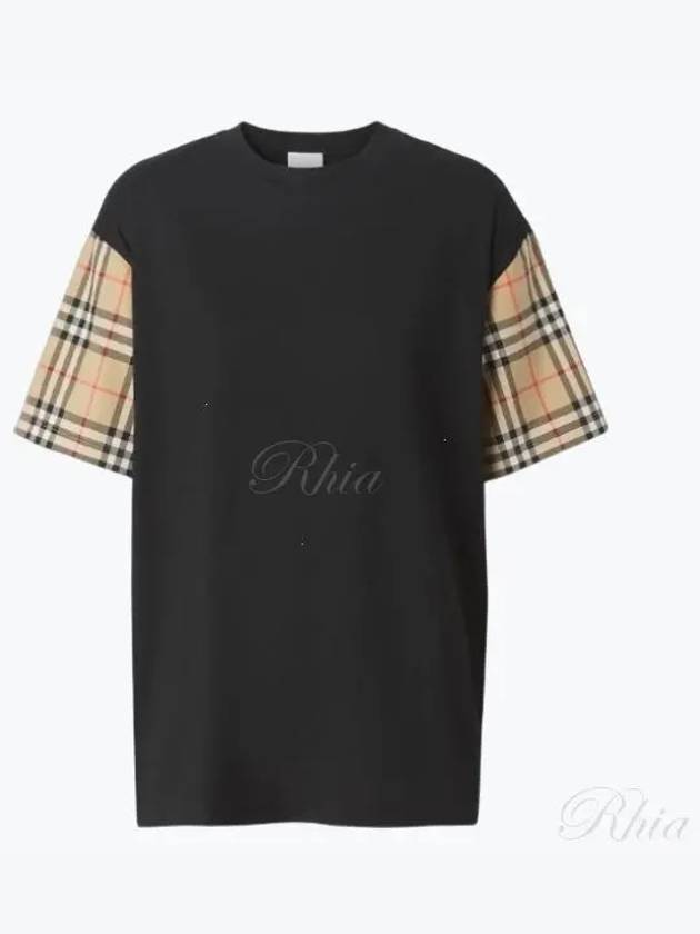 Vintage Check Sleeve Cotton Oversized T-shirt Black - BURBERRY - BALAAN 2