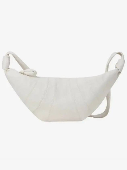 Medium Croissant Soft Grained Leather Crossbody Bag White - LEMAIRE - BALAAN 2